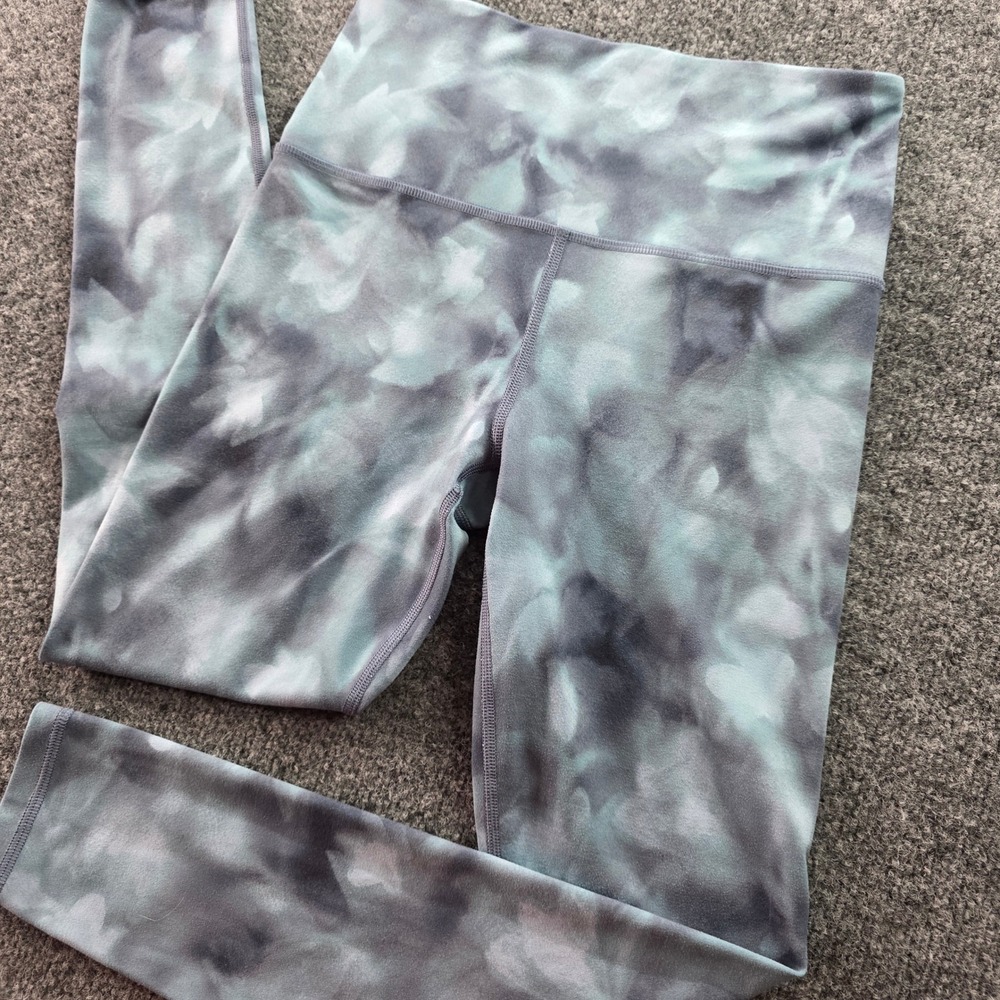 Athleta Elation Leggings High Rise Tie Dye Watercolor Blue Gray XS Yoga Tights - Picture 3 of 10